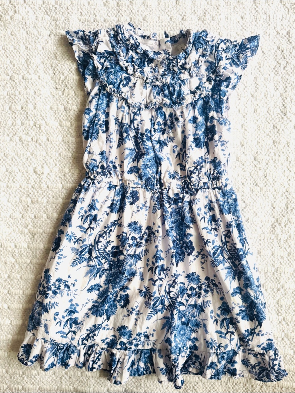 Janie and Jack Blue & White Floral Ruffled Dress - Picture 5 of 8